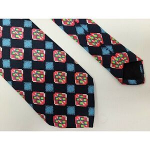 SANTOSTEFANO SILK TIE PINK BLUE GREEN CHECK ITALY